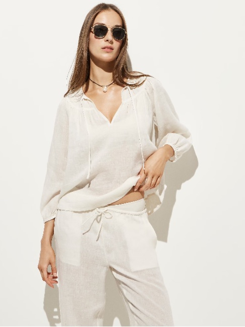 J.Crew Long-sleeve tunic top in Hampton linen-blend CS390